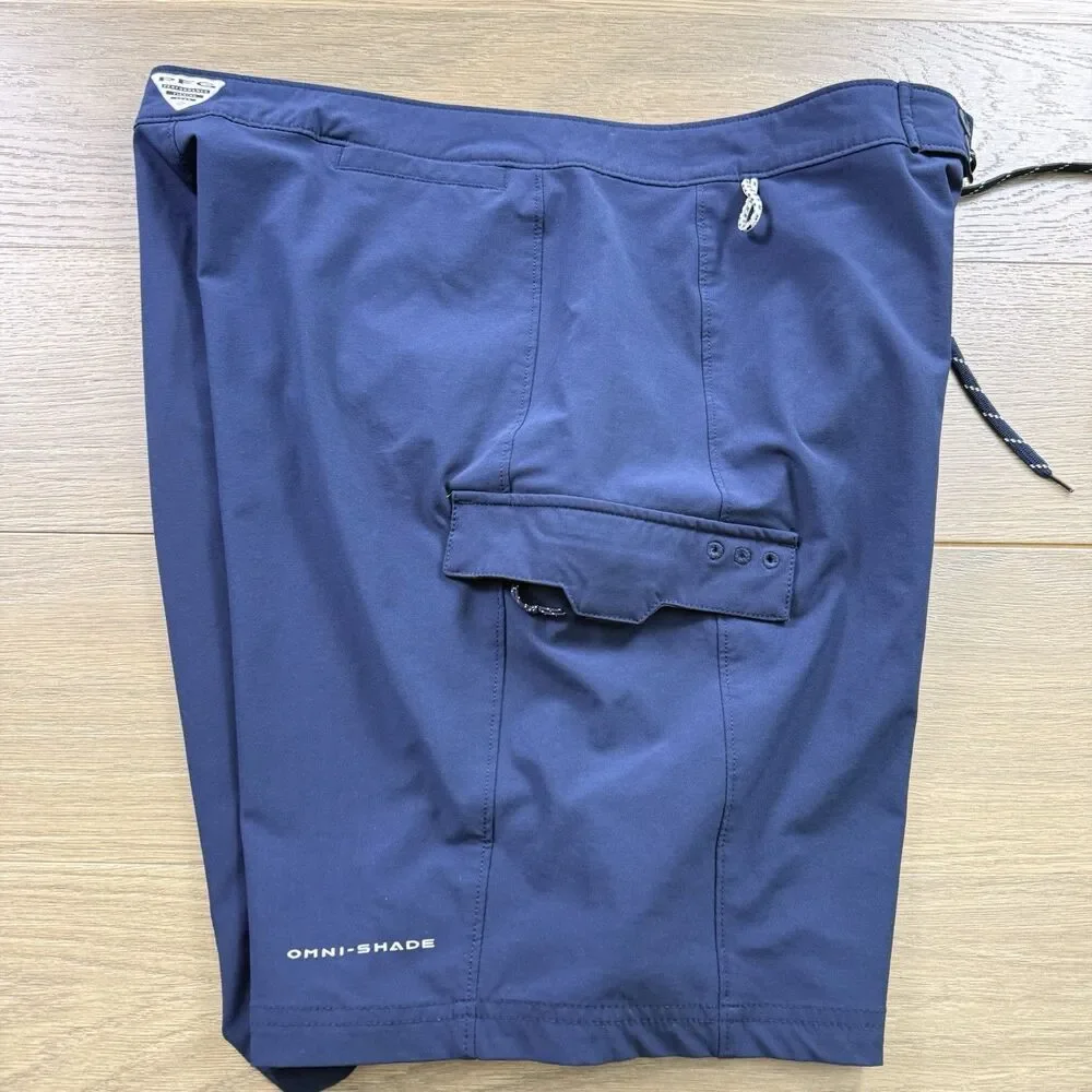 Columbia Shorts Men 34x9 PFG Terminal Tackle Board Shorts Fishing Beach Blue